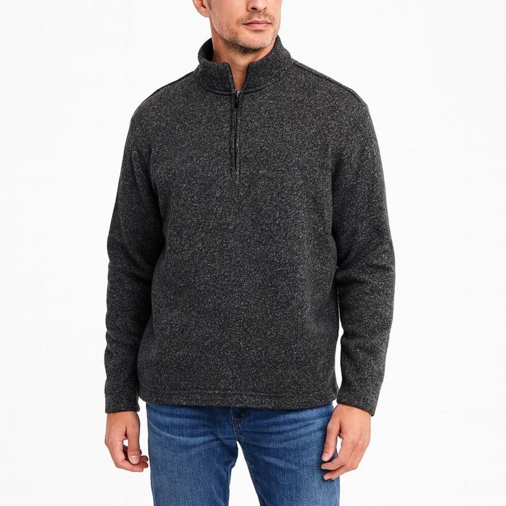 Van Heusen Classic Fit Charcoal Gray Pullover Quarter Zip Sweater Medium